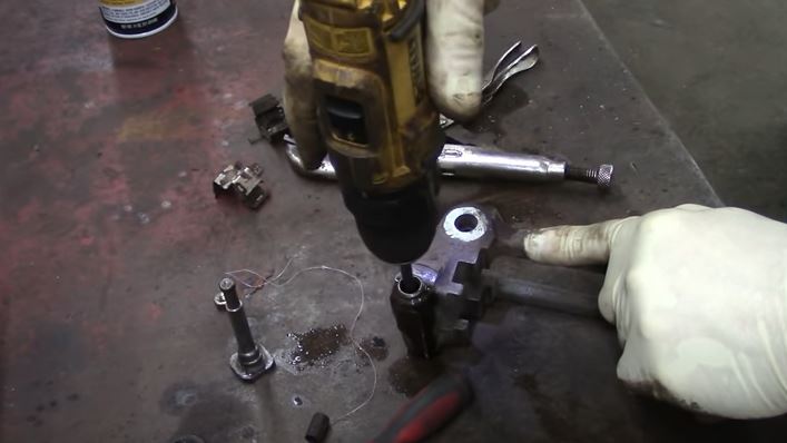 Use Drill to Clean Caliper Guide Pin Hole