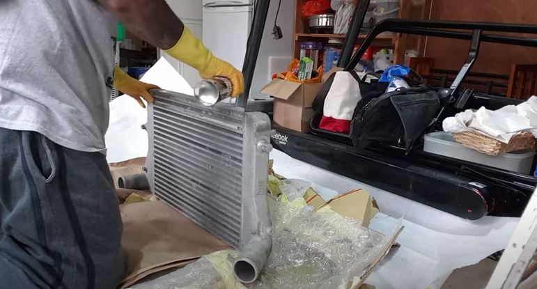 Applying Degreaser on Intercooler