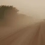 picture of a dust storm in texas road