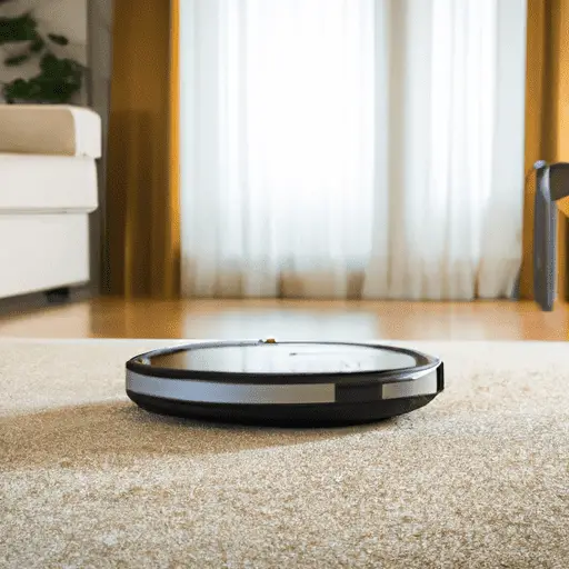 roomba on the carpet of a big living room