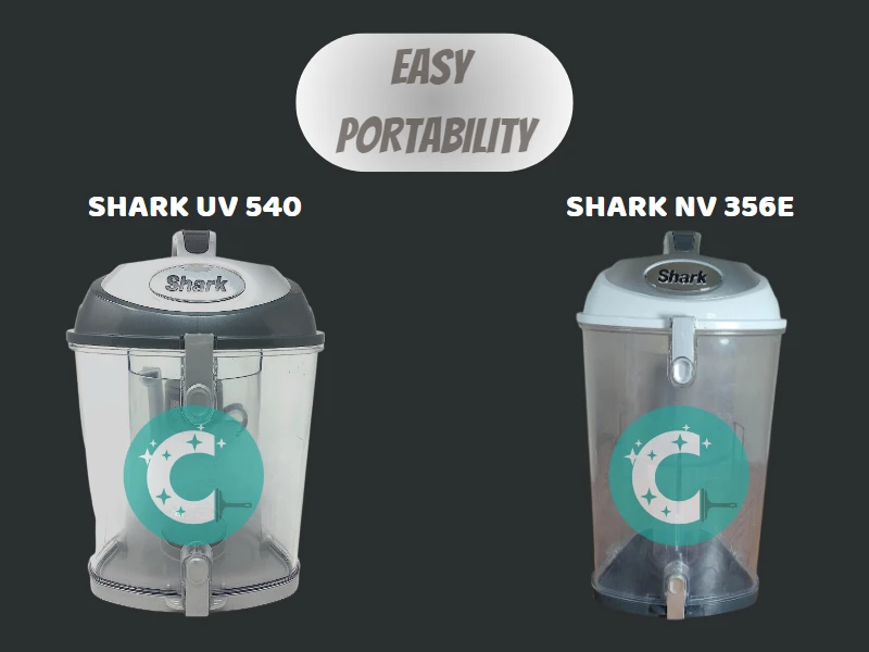 Portable canisters of shark vacuum uv540 and shark nv 356e