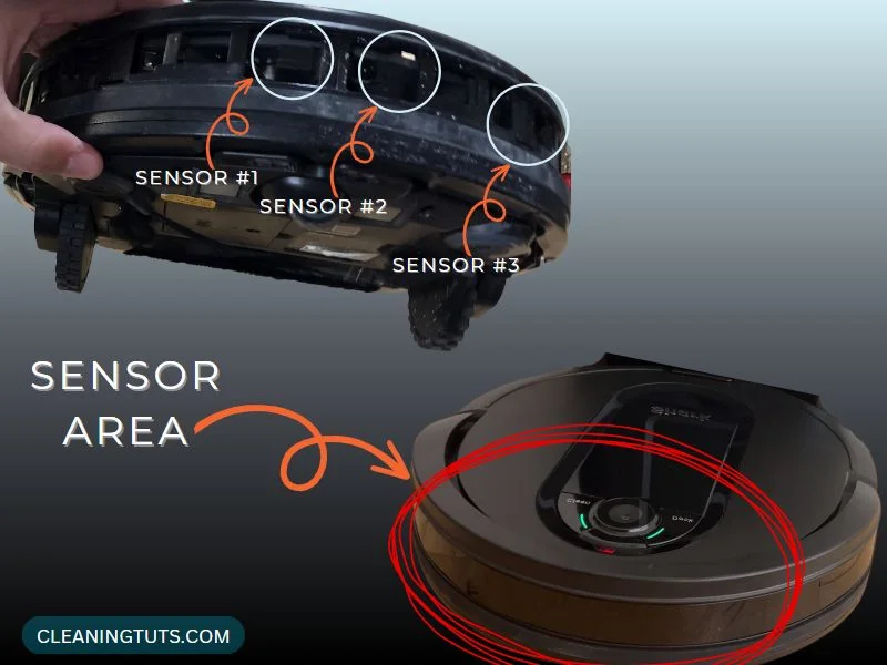 Showing the Sensors Responsible for Locating Charging Dock Can Be Dirty