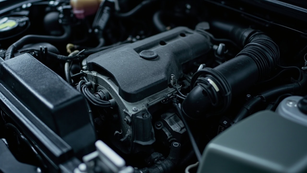 "Clean car engine bay showing organized engine components free of grime and debris"