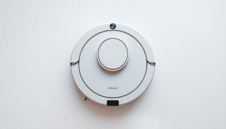 Roborock E Series robot vacuum cleaner top-down view showing LDS navigation sensor